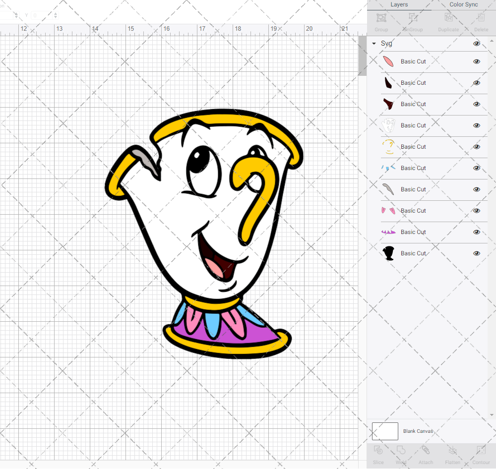 Chip - Beauty and the Beast, Svg, Dxf, Eps, Png - SvgShopArt