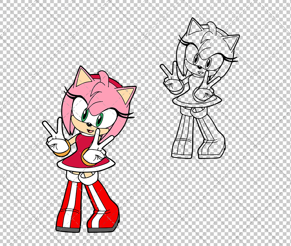 Amy Rose - Sonic the Hedgehog 003, Svg, Dxf, Eps, Png SvgShopArt