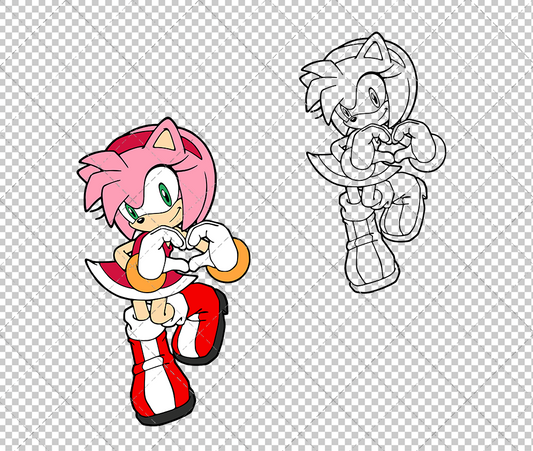 Amy Rose - Sonic the Hedgehog 004, Svg, Dxf, Eps, Png SvgShopArt