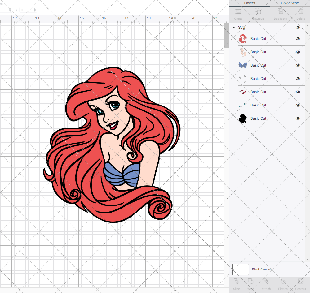 Ariel - The Little Mermaid 005, Svg, Dxf, Eps, Png SvgShopArt