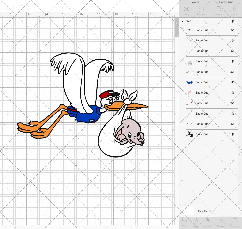 Dumbo and Stork - Dumbo, Svg, Dxf, Eps, Png SvgShopArt