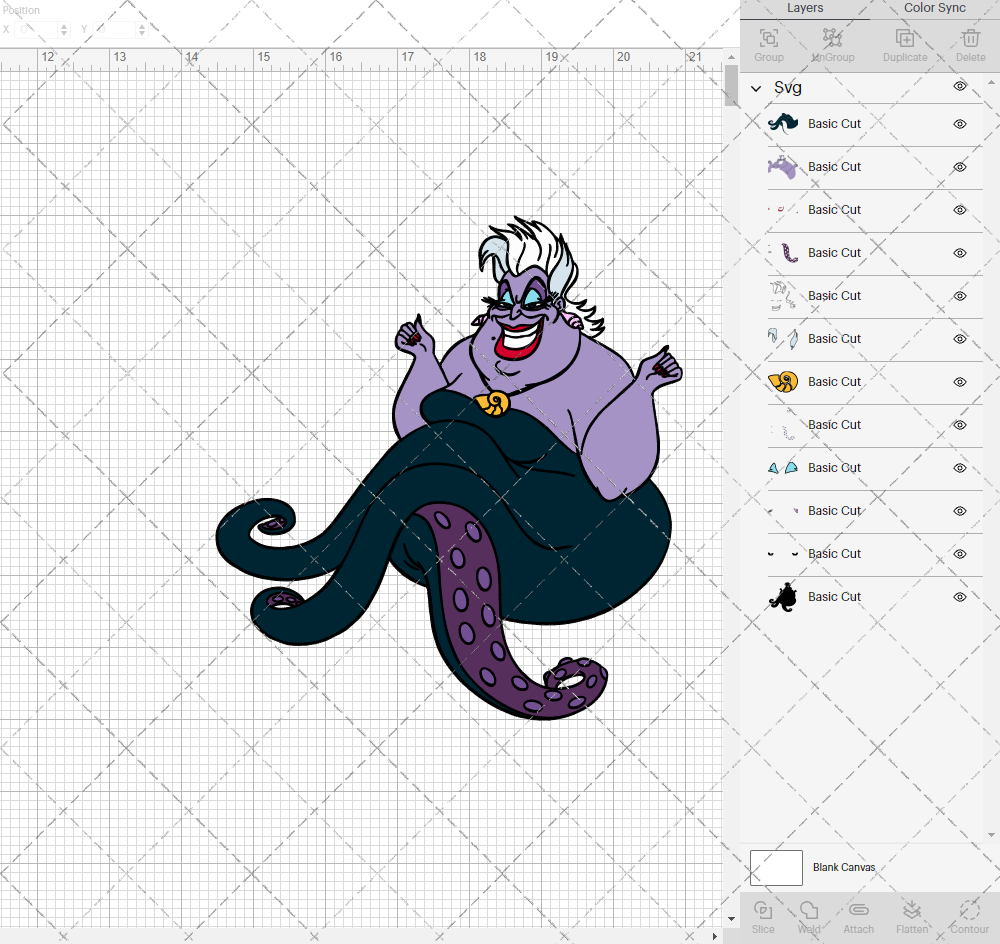 Ursula - The Little Mermaid 002, Svg, Dxf, Eps, Png - SvgShopArt