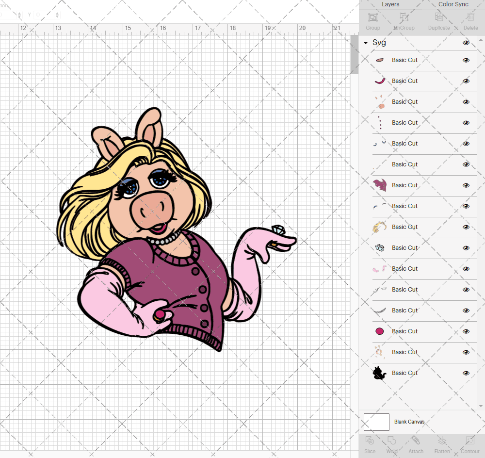Miss Piggy - The Muppet 003, Svg, Dxf, Eps, Png SvgShopArt