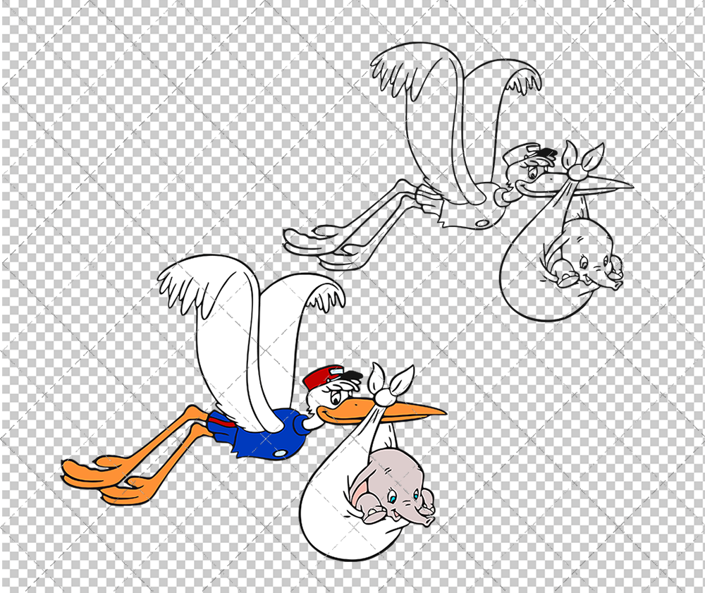 Dumbo and Stork - Dumbo, Svg, Dxf, Eps, Png - SvgShopArt