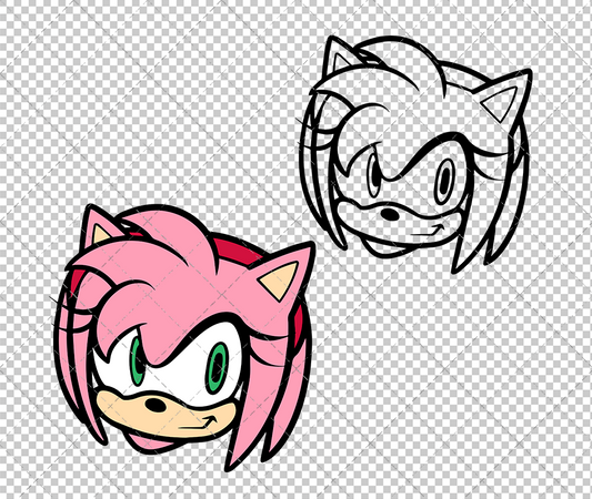 Amy Rose - Sonic the Hedgehog 002, Svg, Dxf, Eps, Png - SvgShopArt