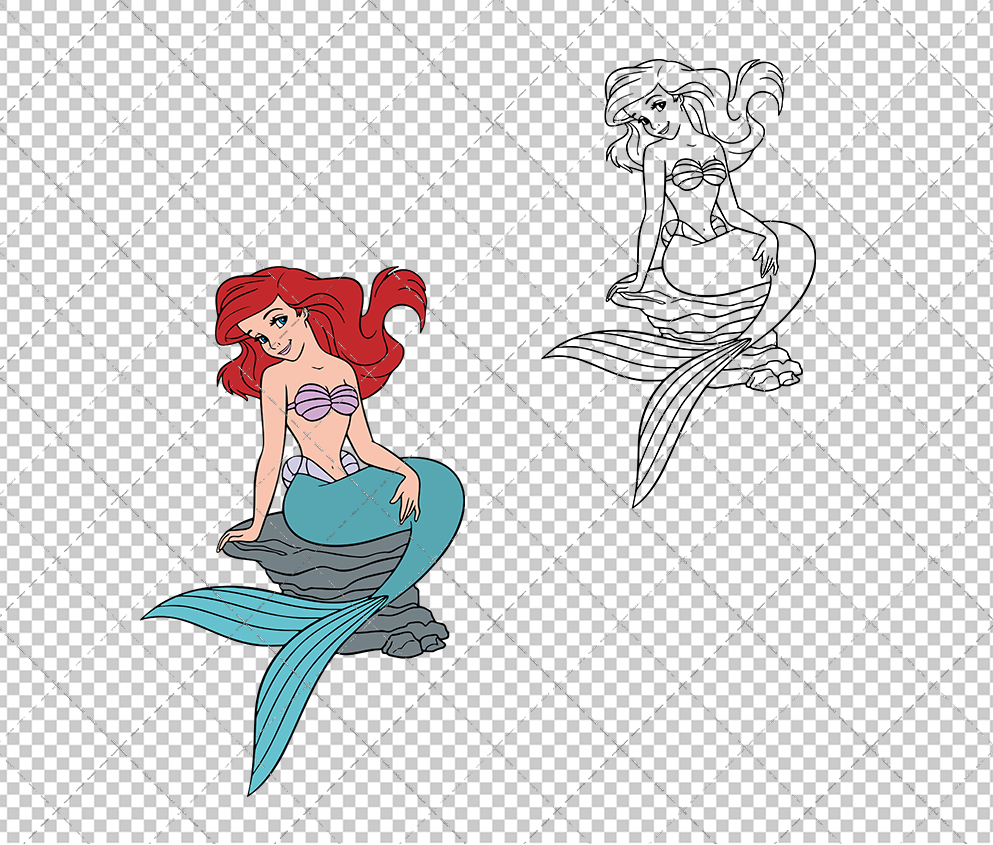 Ariel - The Little Mermaid 003, Svg, Dxf, Eps, Png - SvgShopArt