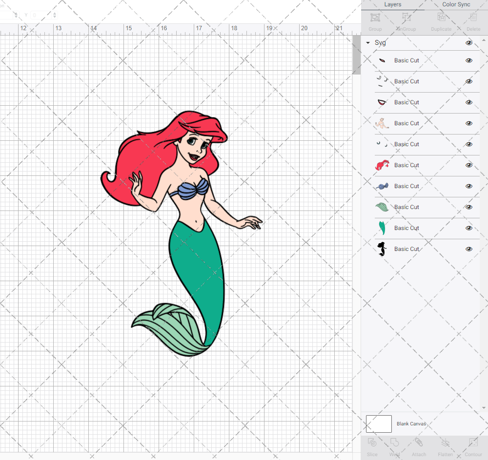 Ariel - The Little Mermaid 004, Svg, Dxf, Eps, Png - SvgShopArt