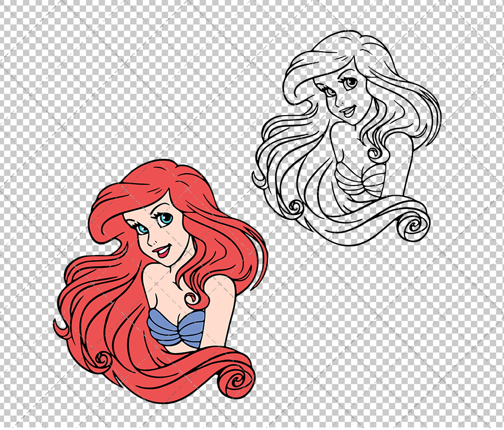 Ariel - The Little Mermaid 005, Svg, Dxf, Eps, Png - SvgShopArt