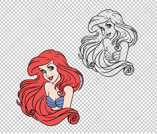 Ariel - The Little Mermaid 005, Svg, Dxf, Eps, Png - SvgShopArt