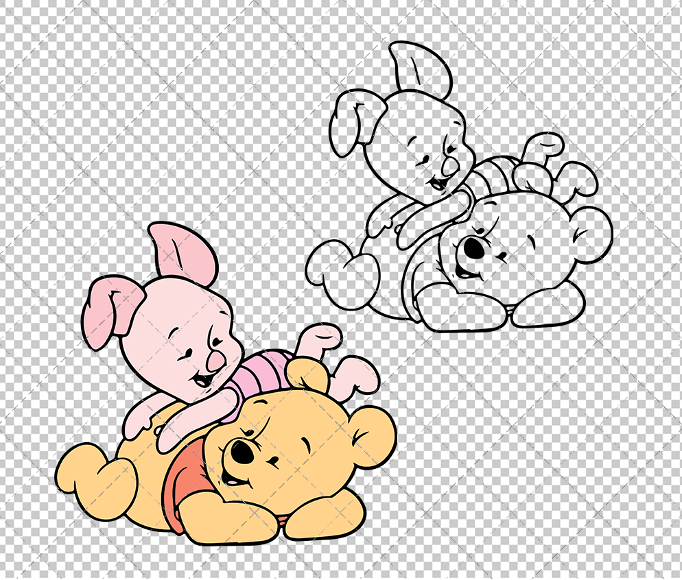 Baby Winnie and Piglet - Winnie The Pooh, Svg, Dxf, Eps, Png - SvgShopArt