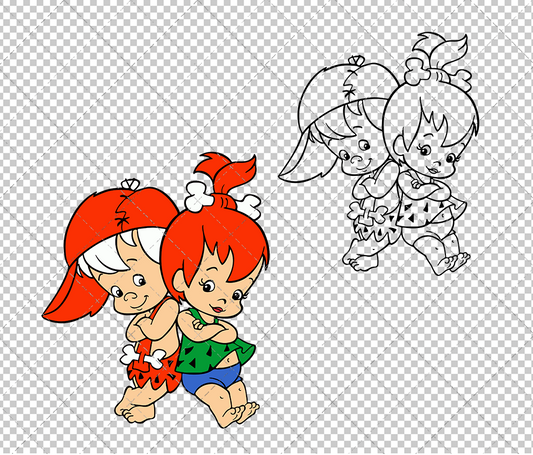 Bamm Bamm and Pebbles - The Flintstones, Svg, Dxf, Eps, Png - SvgShopArt