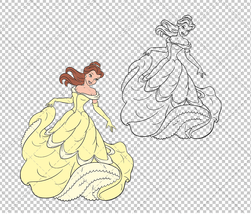Belle - Beauty and the Beast 002, Svg, Dxf, Eps, Png - SvgShopArt